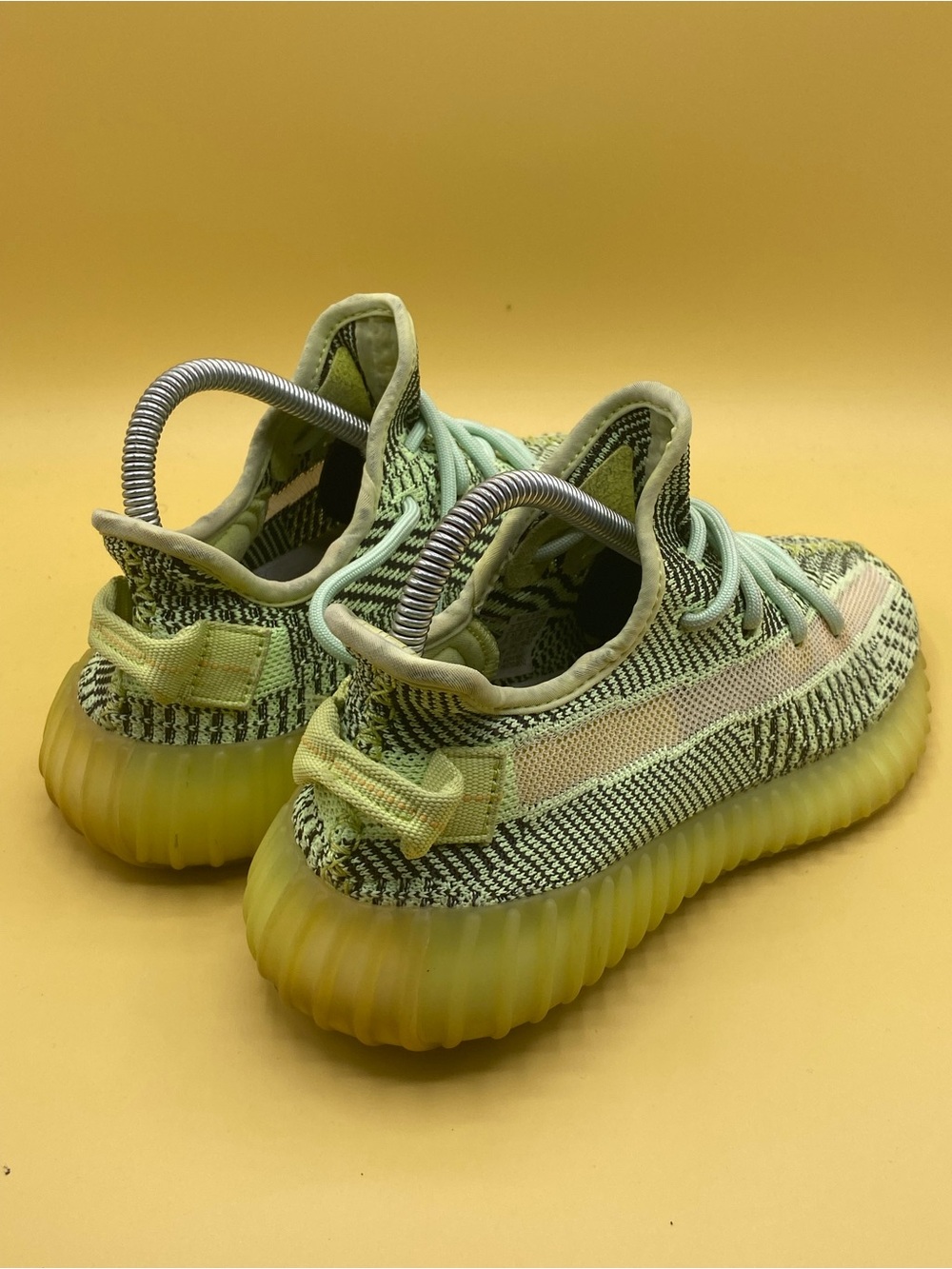 adidas Yeezy Boost 350 V2 Glow Green and Yellow Sneakers - Picture 2 of 4